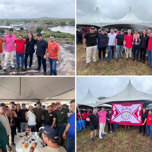 Ao lado de três prefeitos, Veneziano prestigia a tradicional Festa da Pedra, em Caiçara